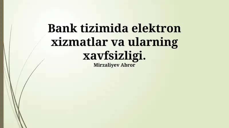 Elektron Bank Xizmatlari 1