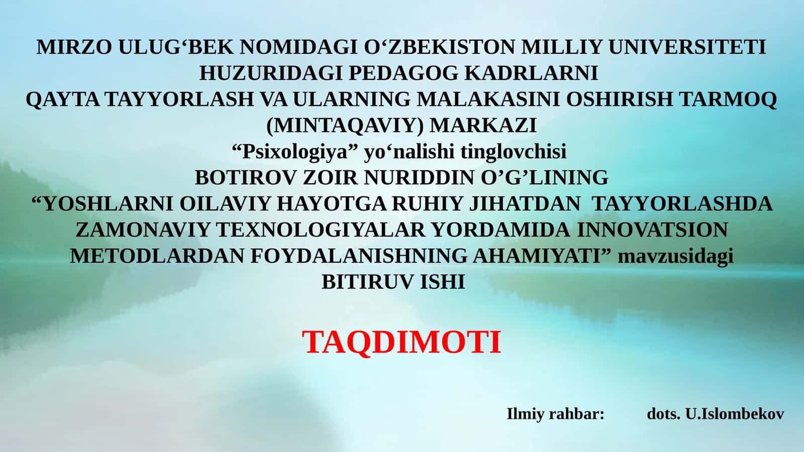 YOSHLARNI OILAVIY HAYOTGA RUHIY JIHATDAN TAYYORLASHDA ZAMONAVIY TEXNOLOGIYALAR YORDAMIDAINNOVATSION METODLARDAN FOYDALANISHNING AHAMIYATI 1