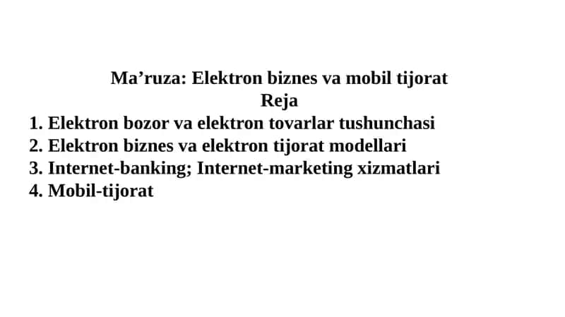 Elektron tijorat 1