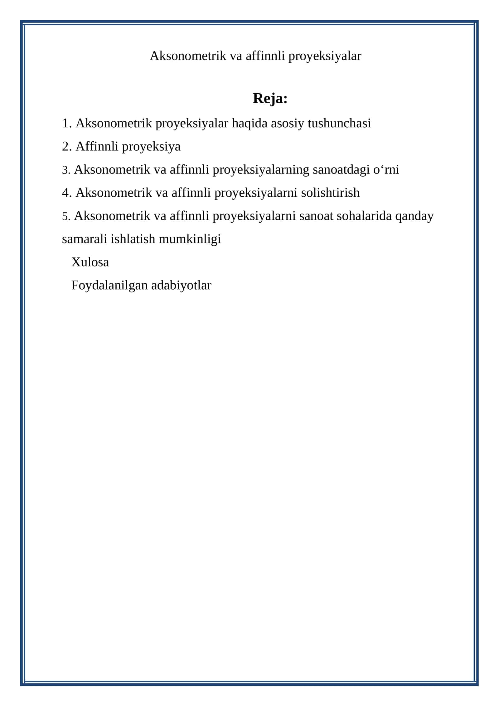 Aksonometrik va affinnli proyeksiyalar 1
