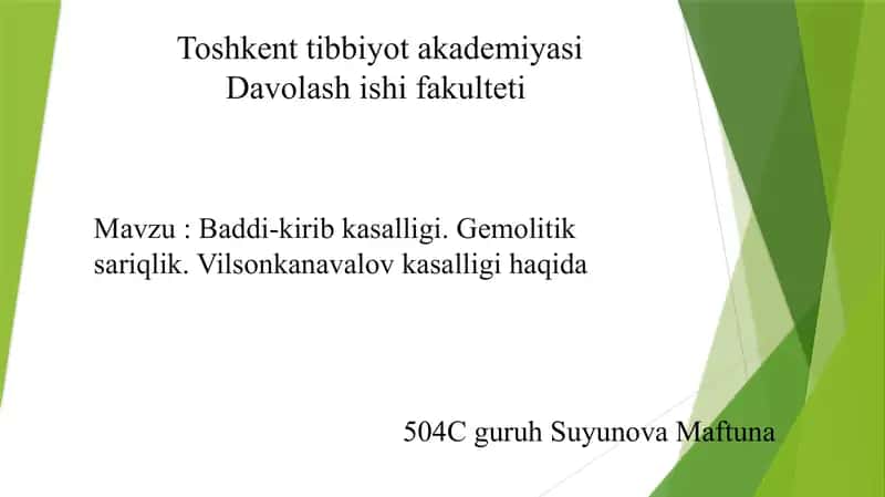 Badd‐Chiari kasalligi, Gemolitik sariqlik va Wilson‐Konavalov kasalligi 1