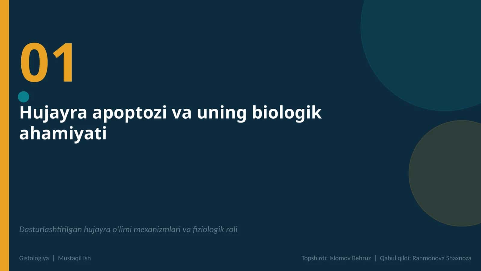Hujayra apoptozi va uning biologik ahamiyati 1