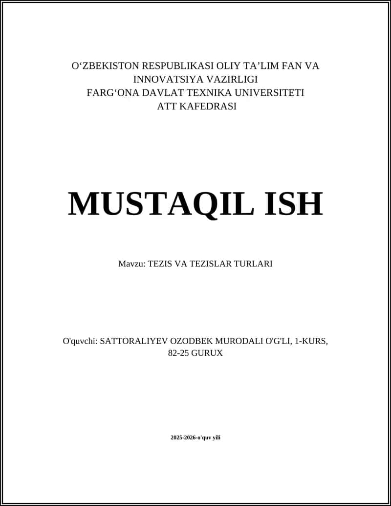 TEZIS VA TEZISLAR TURLARI 1