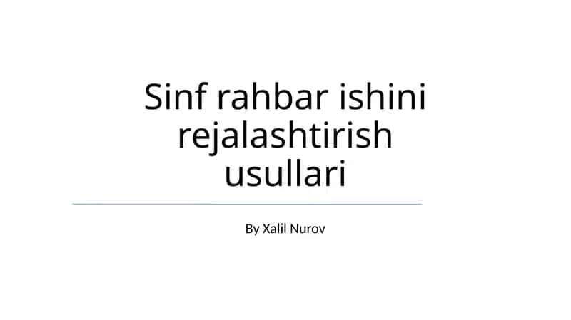 Sinf rahbar ishini rejalashtirish usullari 1