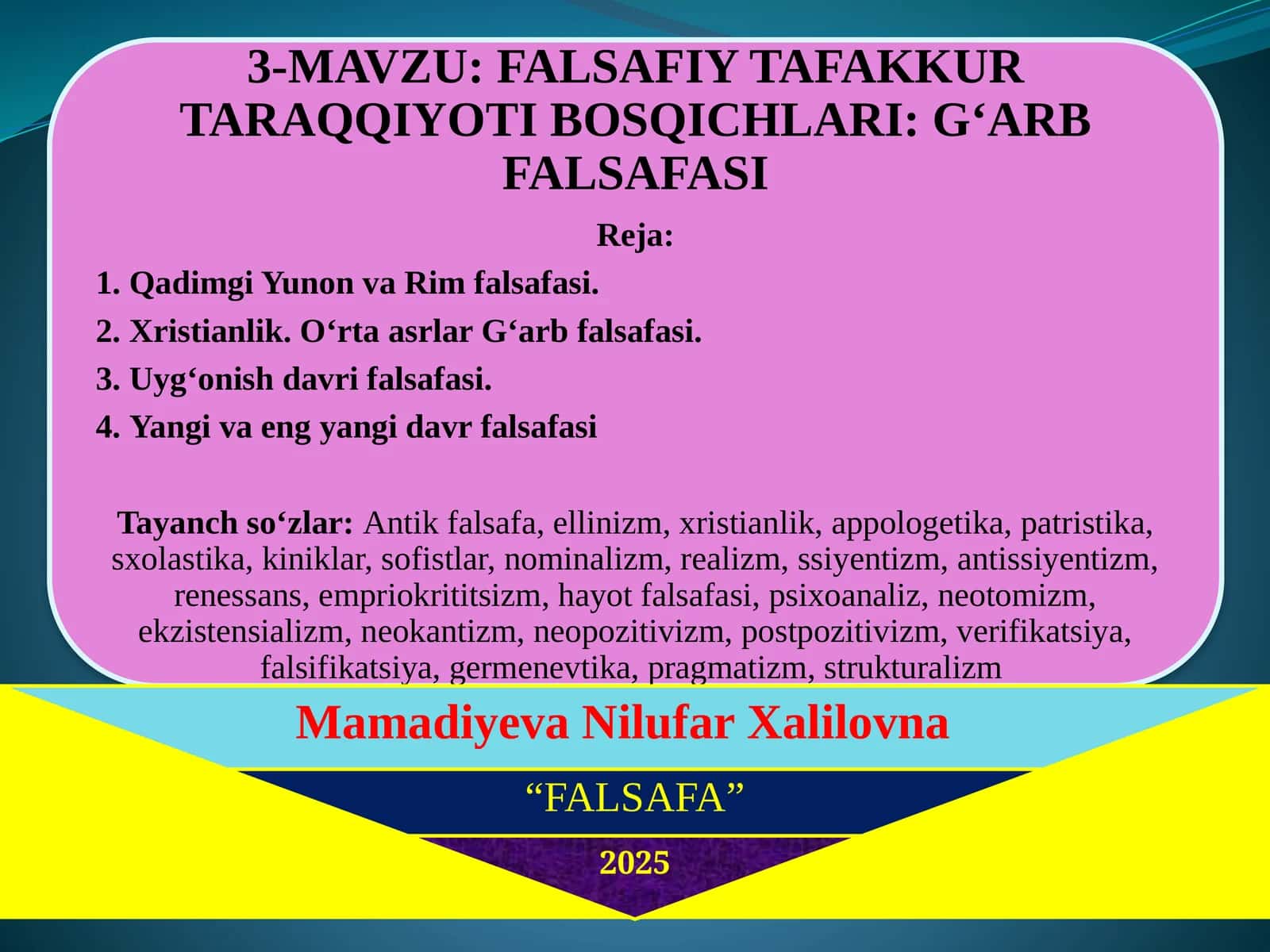 Qadimgi Yunon va Rim falsafasi 1