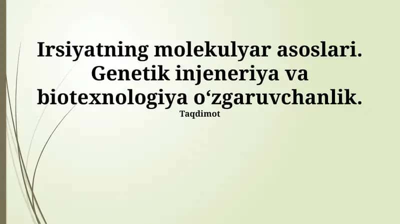 Irsiyatning Molekulyar Asoslari 1