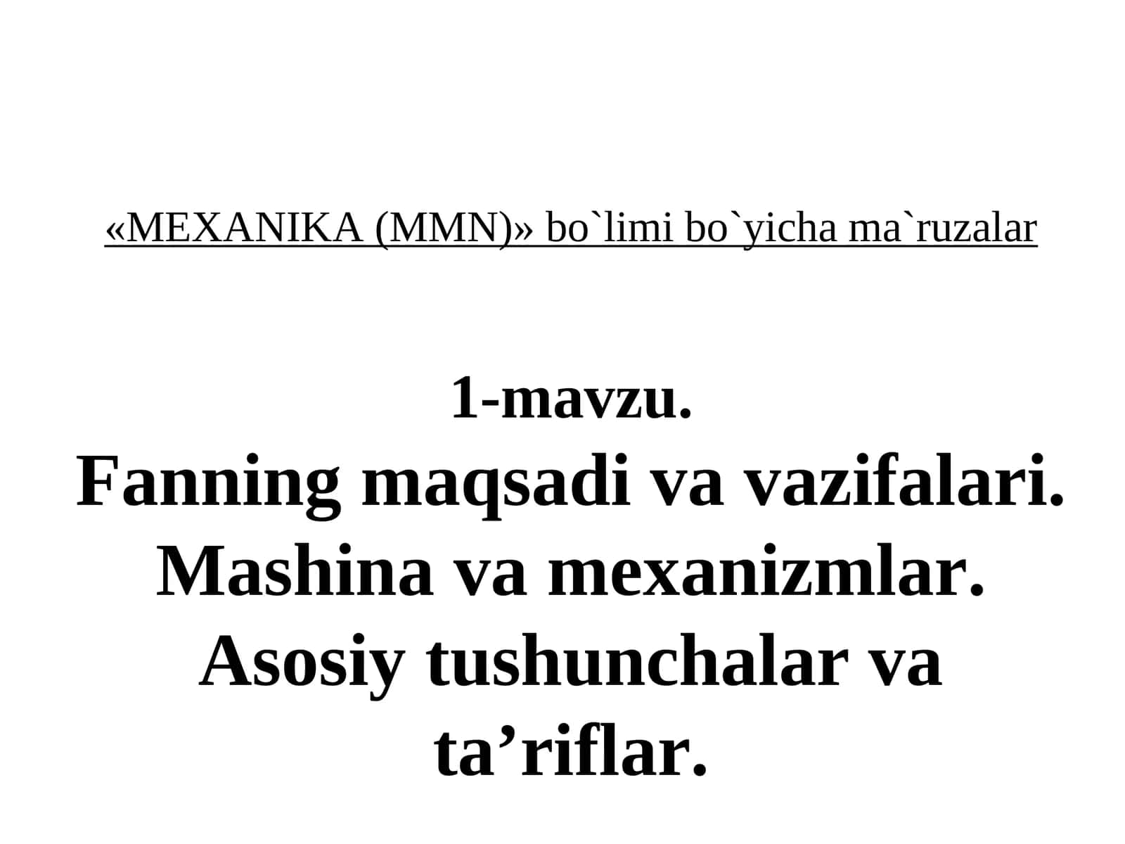 MEXANIKA (MMN) 1