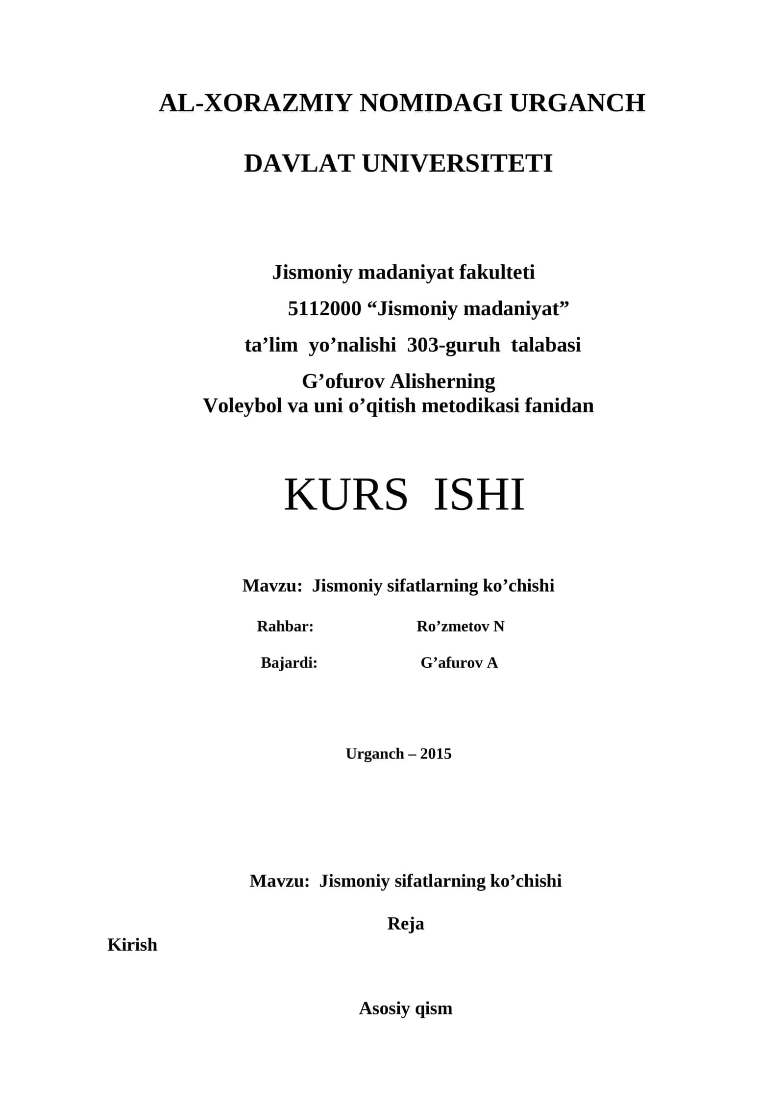 Voleybol va uni o’qitish metodikasi 1