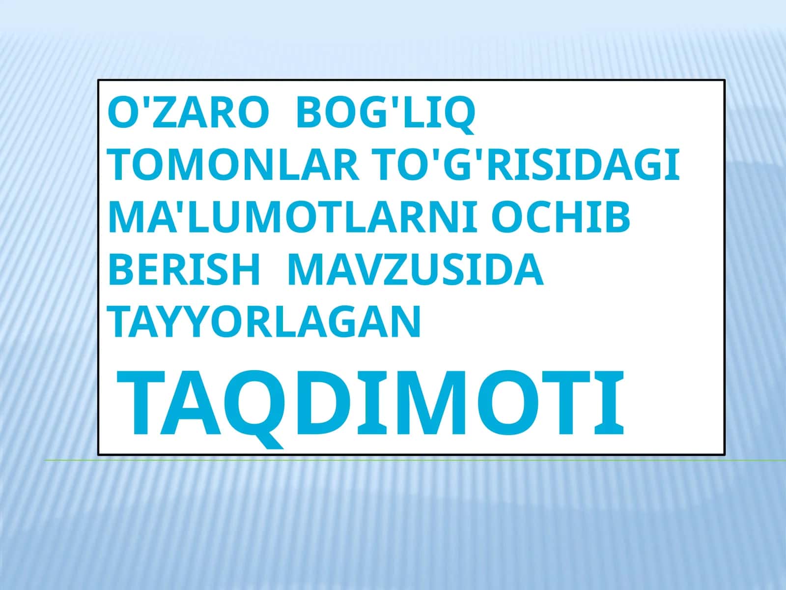 O'zaro bog'liq tomonlar to'g'risidagi ma'lumotlarni ochib berish 1