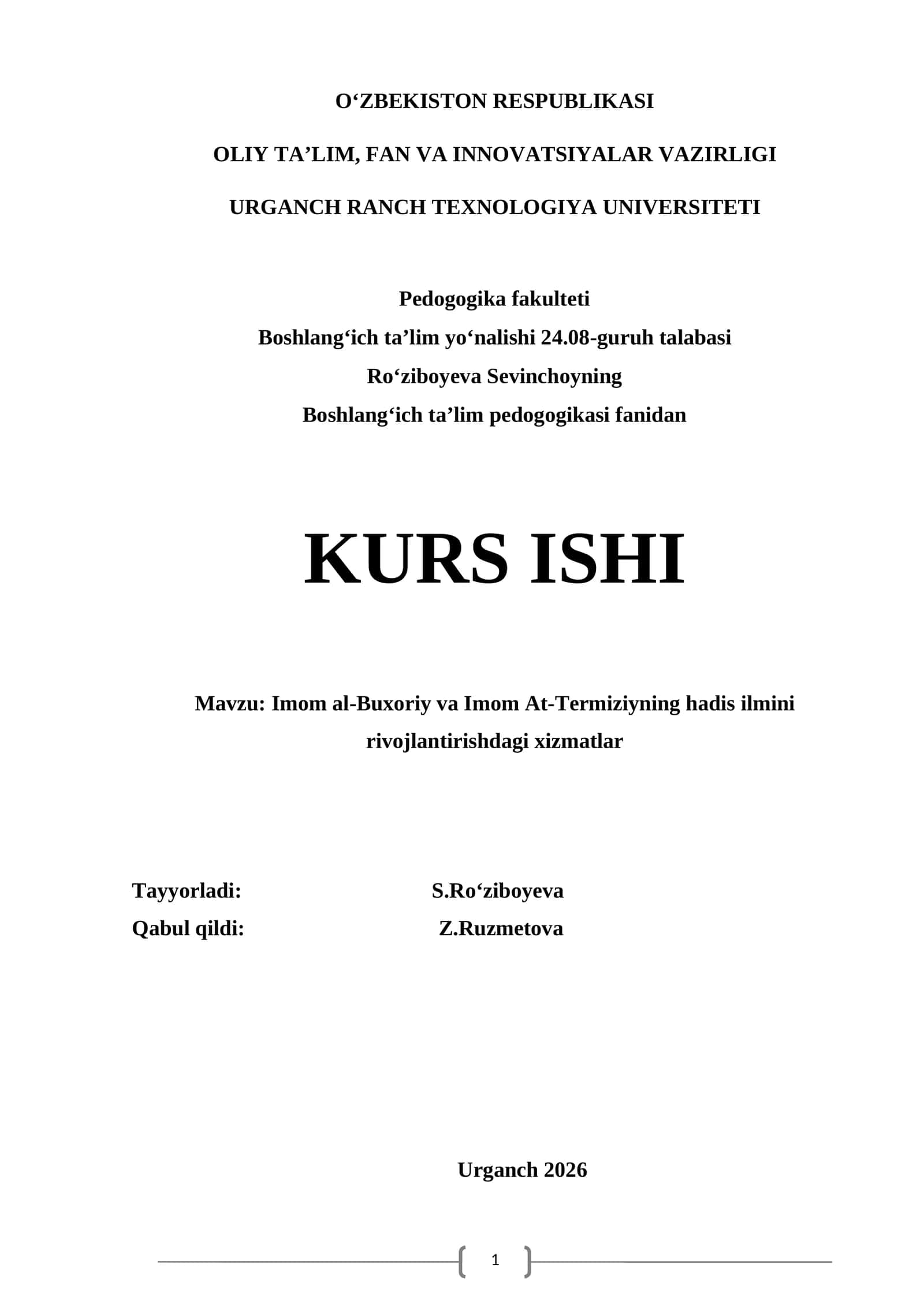 Imom al-Buxoriy va Imom At-Termiziyning hadis ilmini rivojlantirishdagi xizmatlar 1