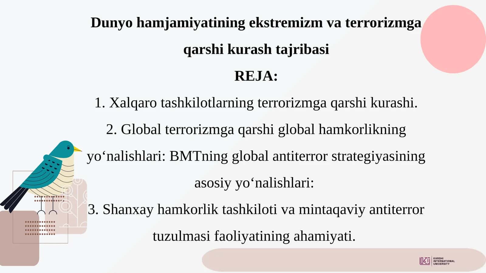 Dunyo hamjamiyatining ekstremizm va terrorizmga qarshi kurash tajribasi 1