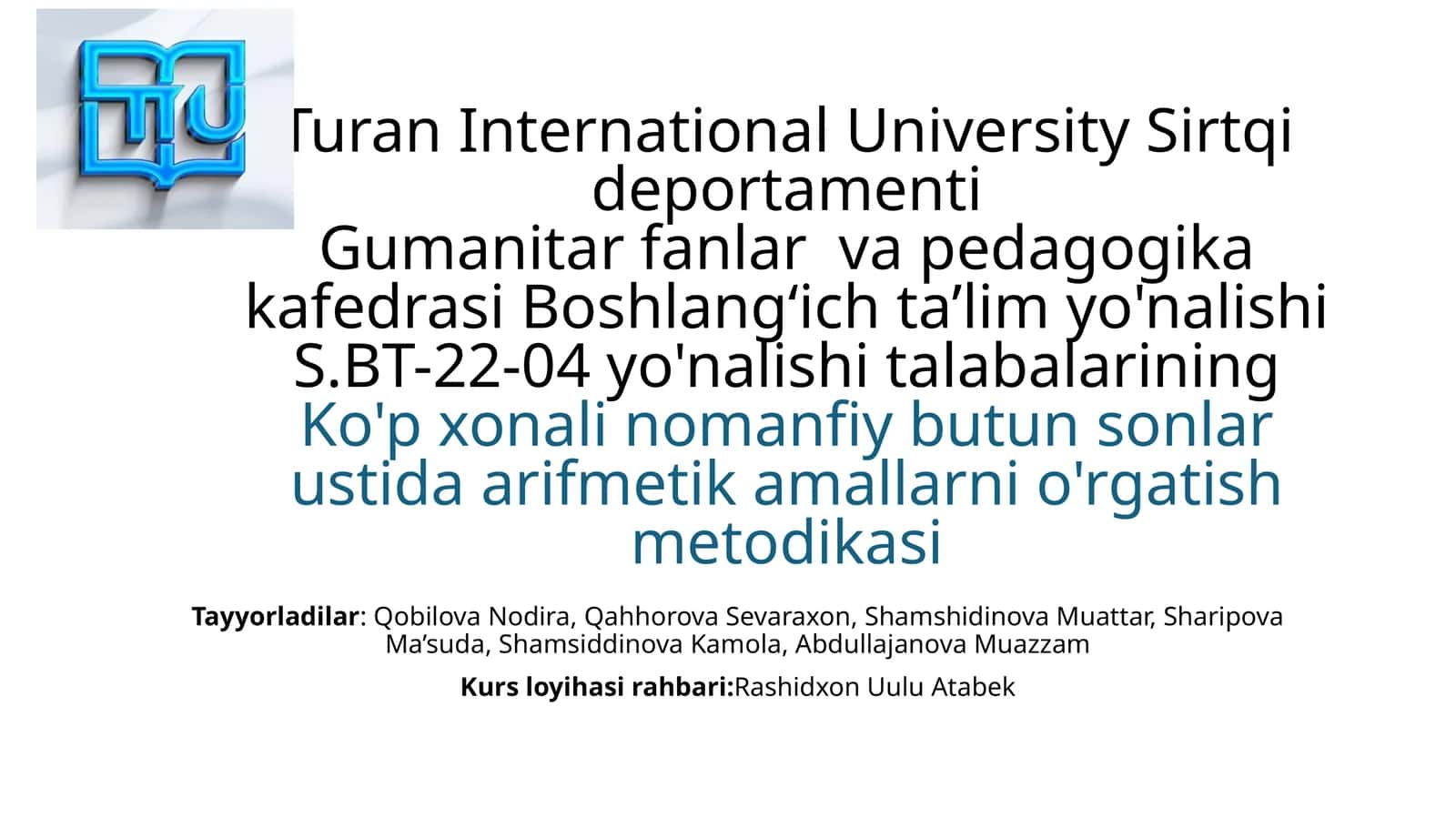 Ko'p xonali nomanfiy butun sonlar ustida arifmetik amallarni o'rgatish metodikasi 1