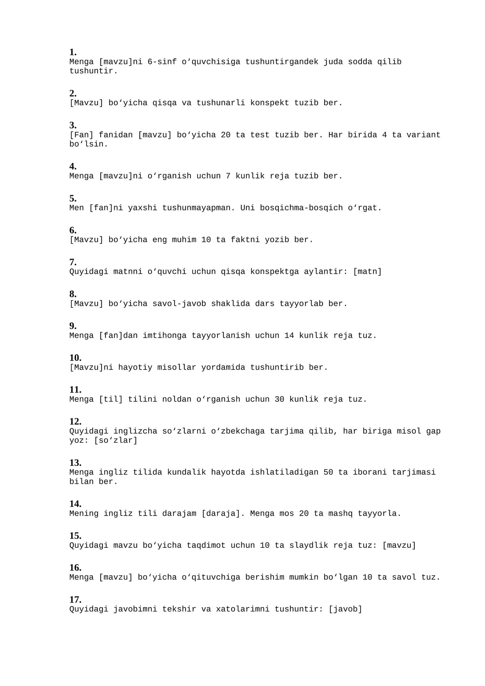 ChatGPT uchun 100 ta foydali Prompt — O‘qish, Biznes, SMM va Freelance 1