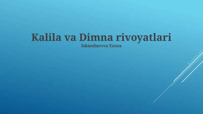 Kalila va Dimna rivoyatlari 1