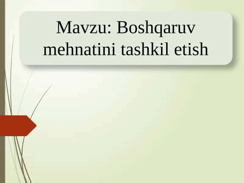 Boshqaruv mehnatini tashkil etish 1