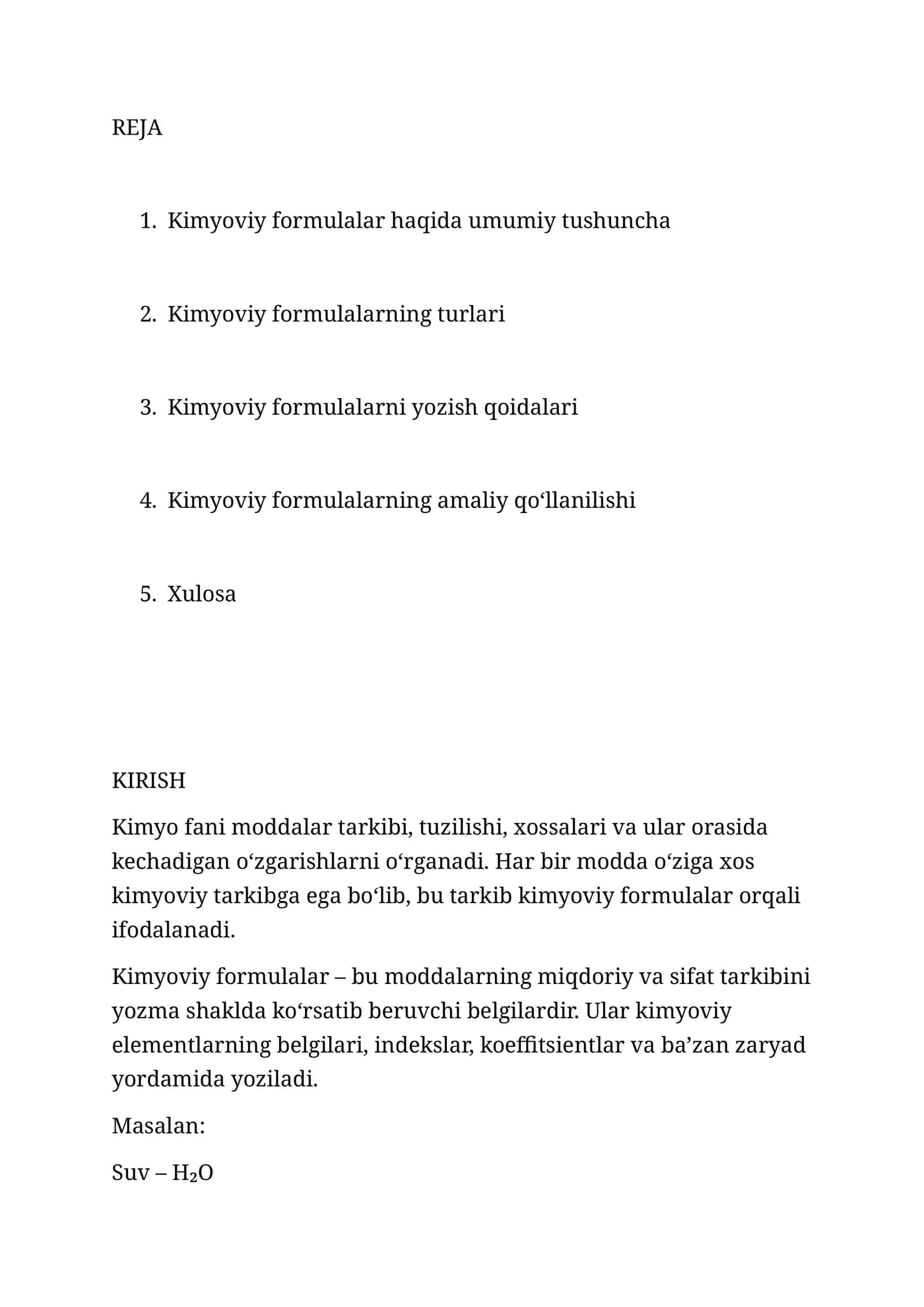 Kimyoviy formulalar 1