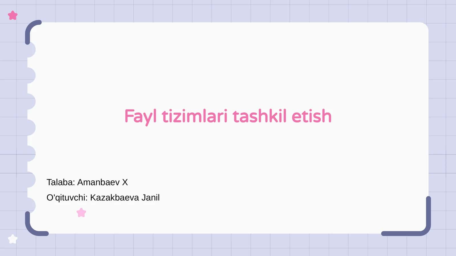 Fayl tizimlari tashkil etish 1