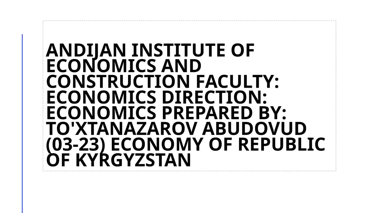 Economy of Republic of Kyrgyzstan 1