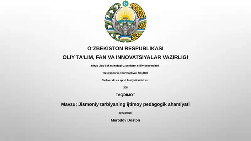 Jismoniy tarbiyaning ijtimoy pedagogik ahamiyati 1
