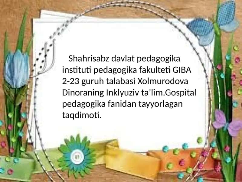Imkoniyat cheklangan bolalarni inklyuziv ta'lim va tarbiyalash konsepsiyasi 1
