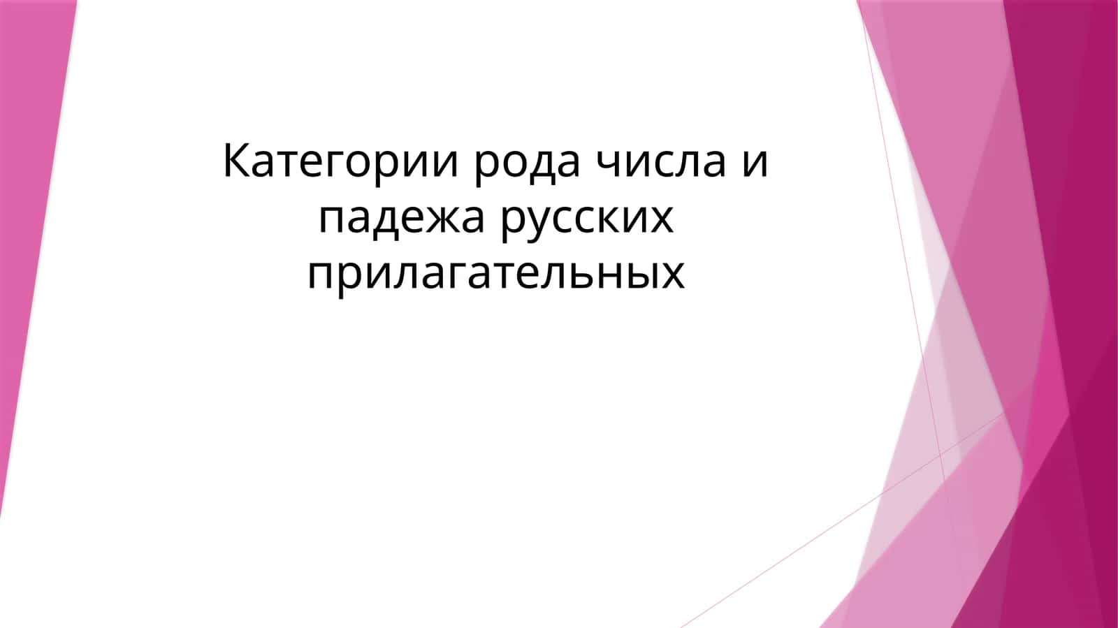 Категории рода числа и падежа русских прилагательных 1