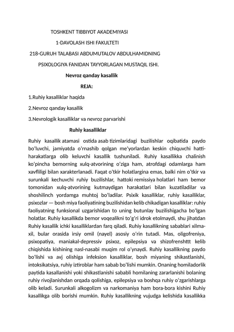 Nevroz qanday kasallik 1