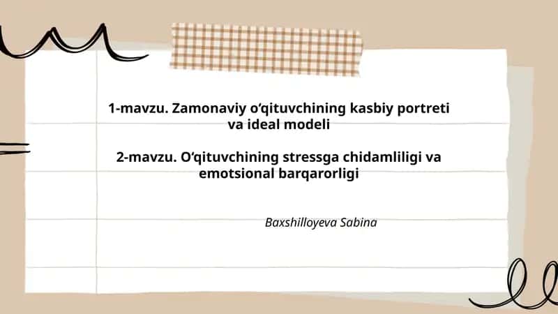Zamonaviy o‘qituvchining kasbiy kompetensiyalari va ideal modeli 1