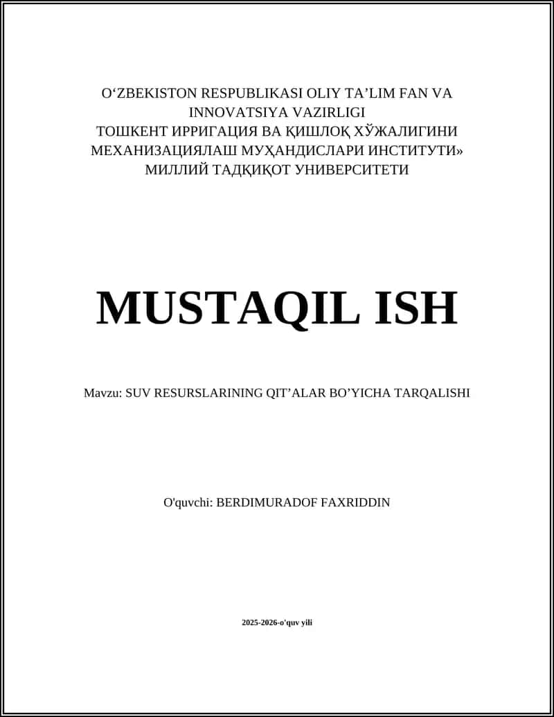 Afrika qit’asidagi suv resurslarining taqsimoti va asosiy hovuzlar 1
