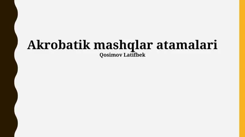 Akrobatik mashqlar atamalari 1