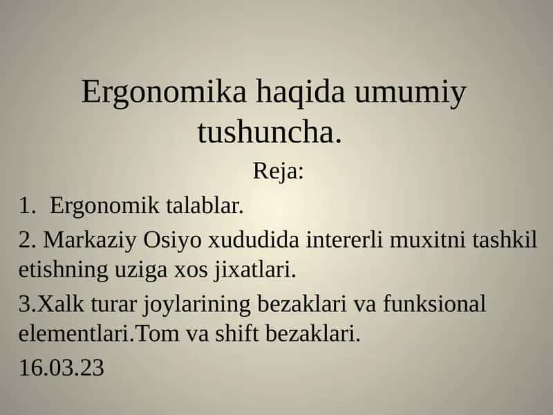 Ergonomik tashqi va ichki dizayn 1