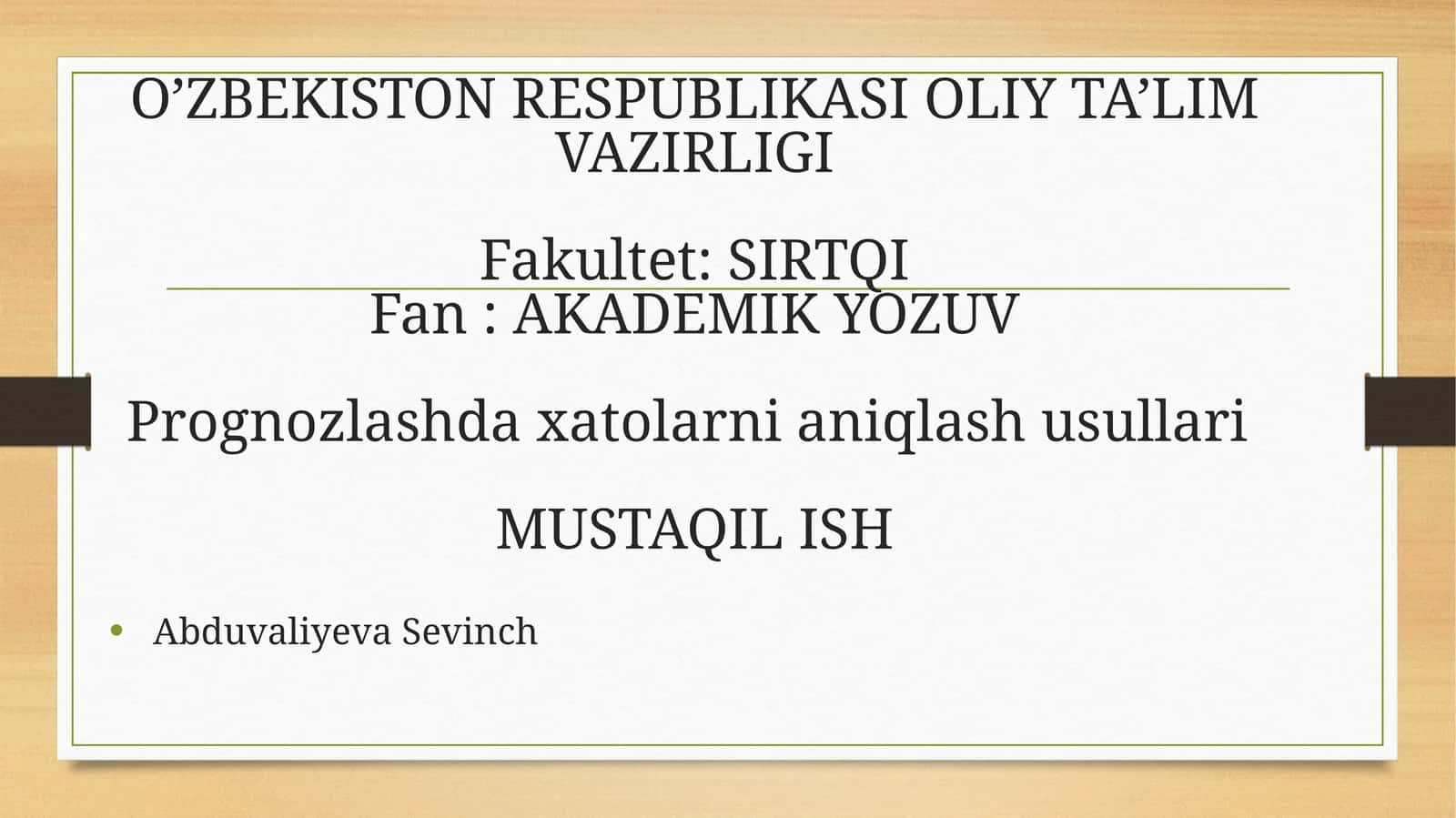 Prognozlash 1