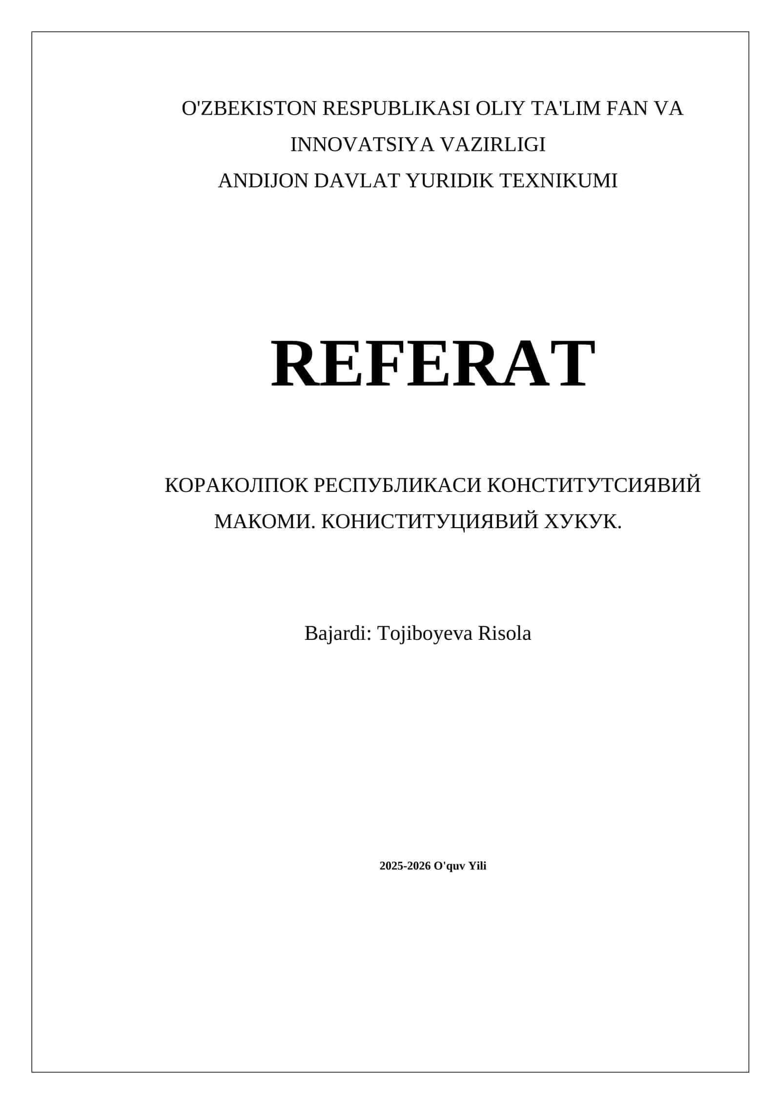КОРАКОЛПОК РЕСПУБЛИКАСИ КОНСТИТУЦИЯВИЙ МАКОМИ. КОНИСТИТУЦИЯВИЙ ХУКУК 1