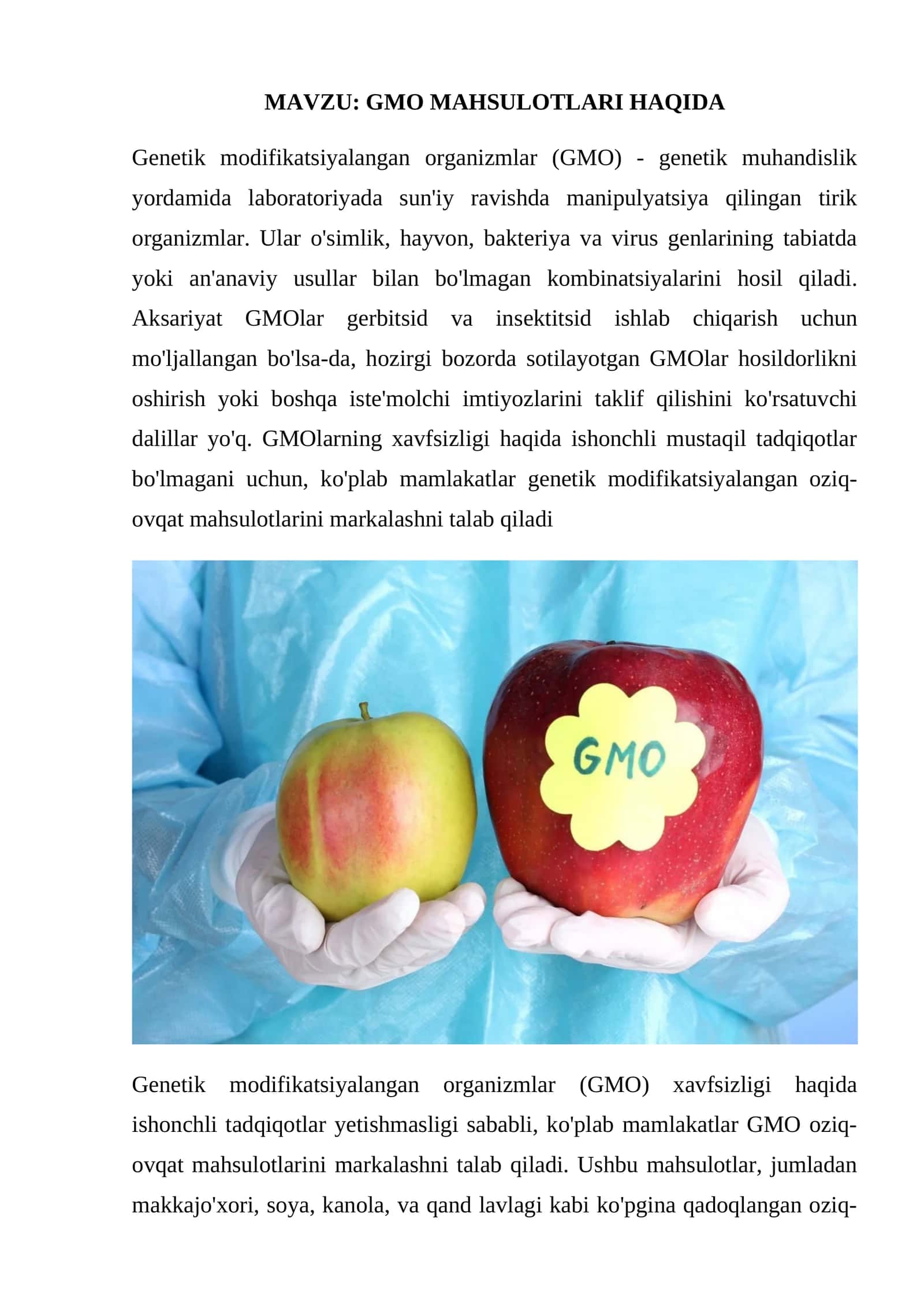GMO Mahsulotlari Haqida 1