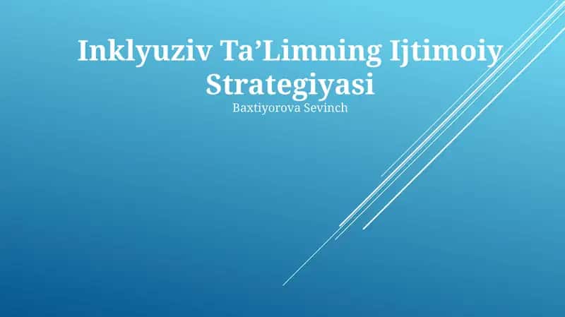 Inklyuziv TaʼLimning Ijtimoiy Strategiyasi 1