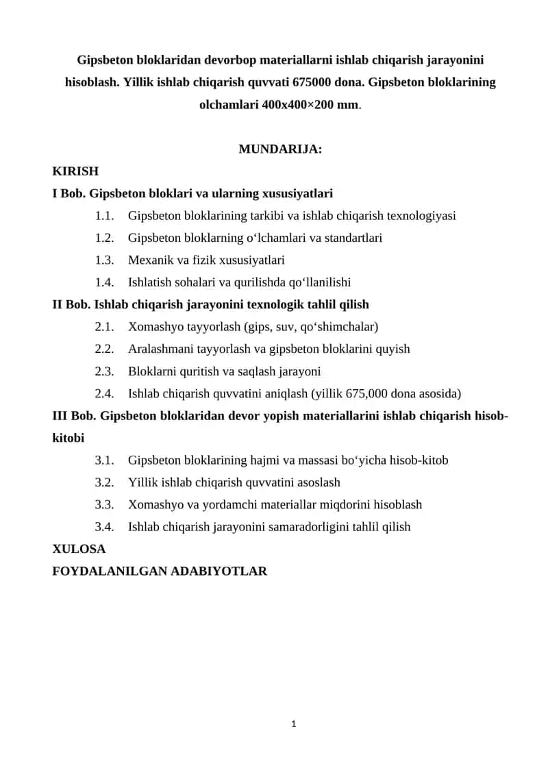 Gipsbeton bloklari va ularning xususiyatlari 1