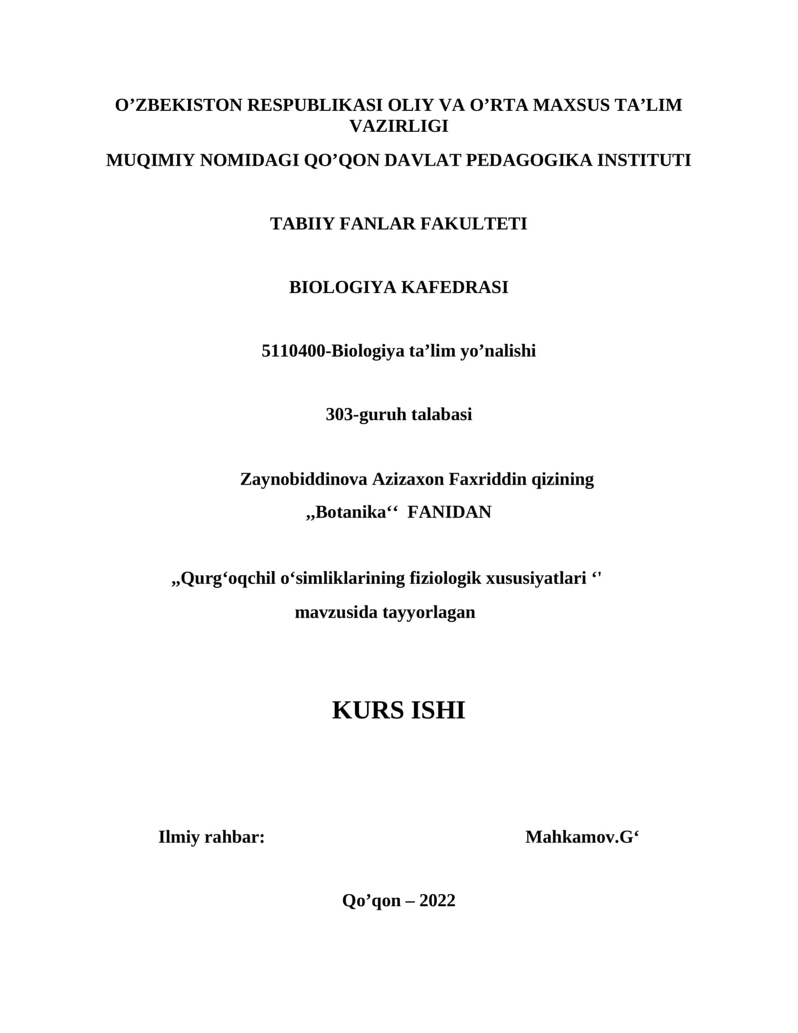 Qurg‘oqchil o‘simliklarining fiziologik xususiyatlari 1