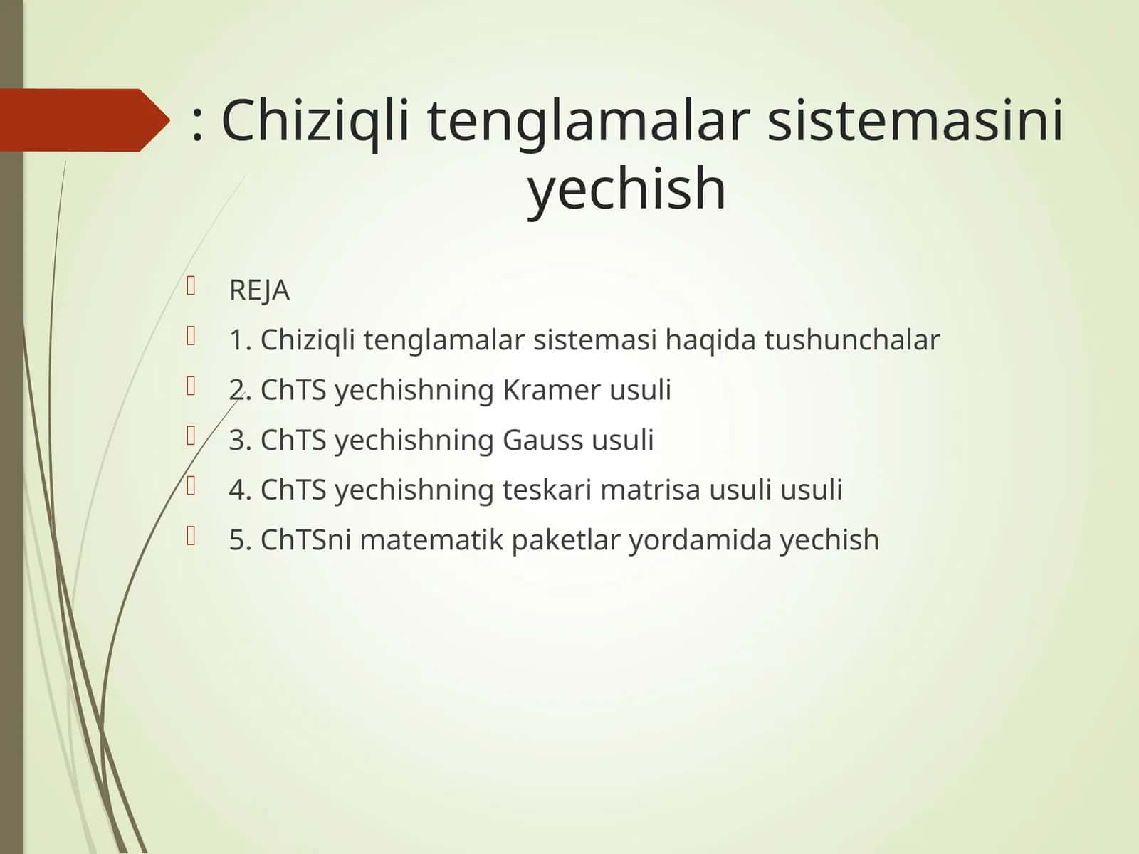 Chiziqli tenglamalar sistemasini yechish 1