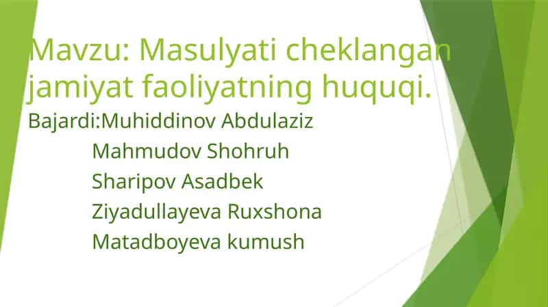 Masulyati cheklangan jamiyat faoliyatning huquqi 1