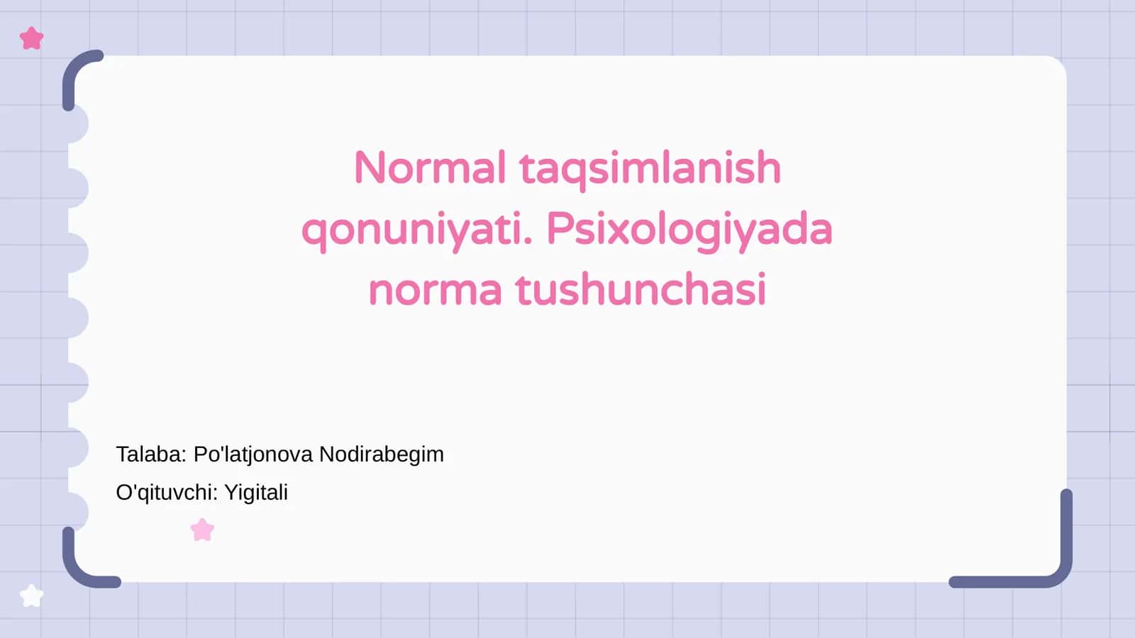 Taqsimlanish qonuniyati. Psixologiyada norma tushunchasi 1