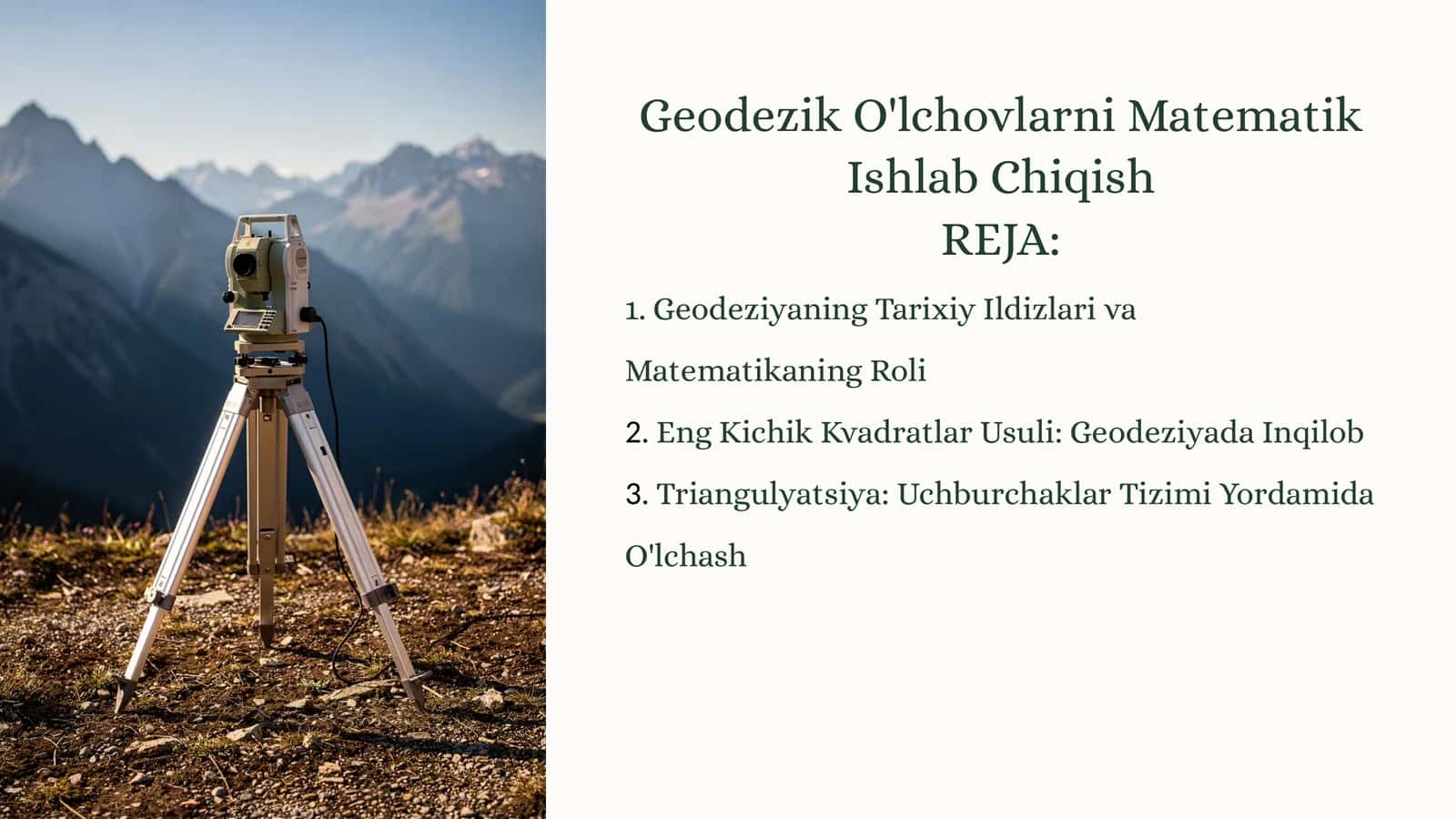Geodezik O'lchovlarni Matematik Ishlab Chiqish 1
