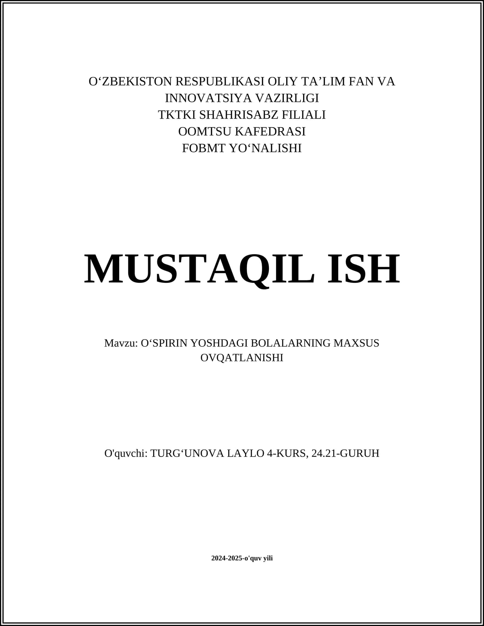 Bolalar uchun ovqatlanish piramidasi 1