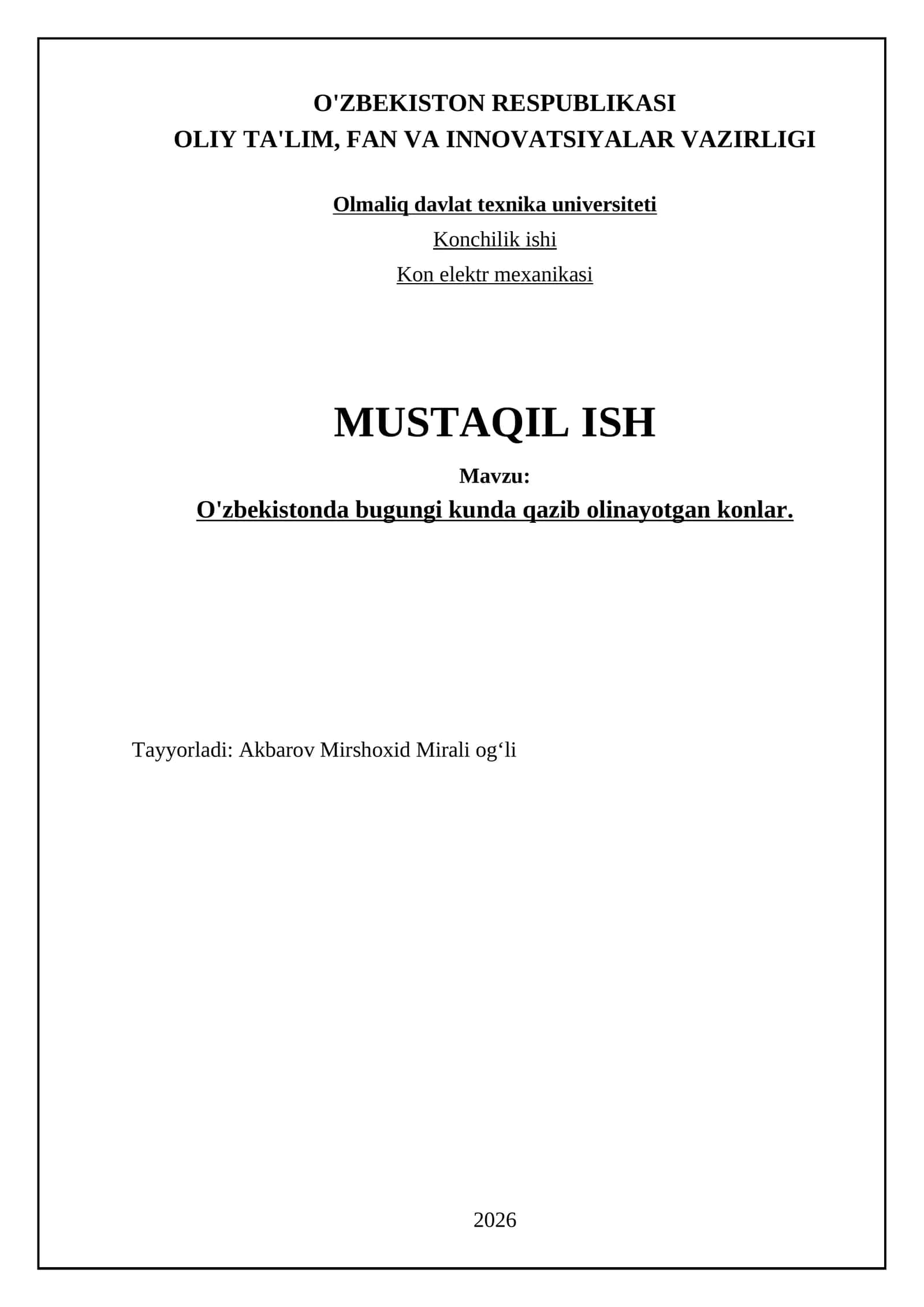 O'zbekistonda bugungi kunda qazib olinayotgan konlar 1
