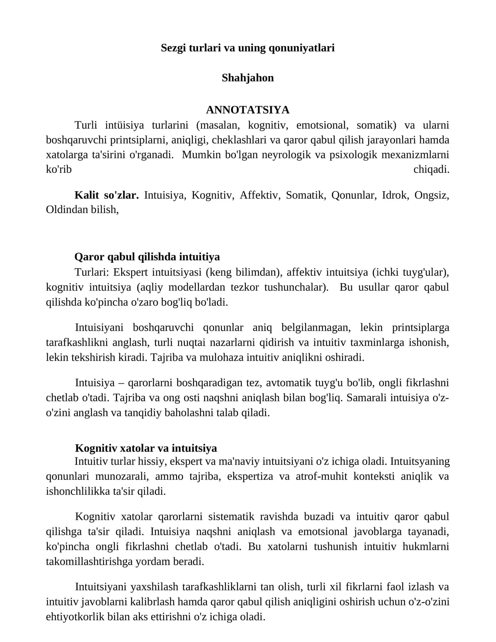 Sezgi turlari va uning qonuniyatlari 1