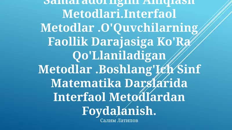 O'Qitishni Tashkil Qilishda Didaktik O'Yin Metodidan Foydalanish 1