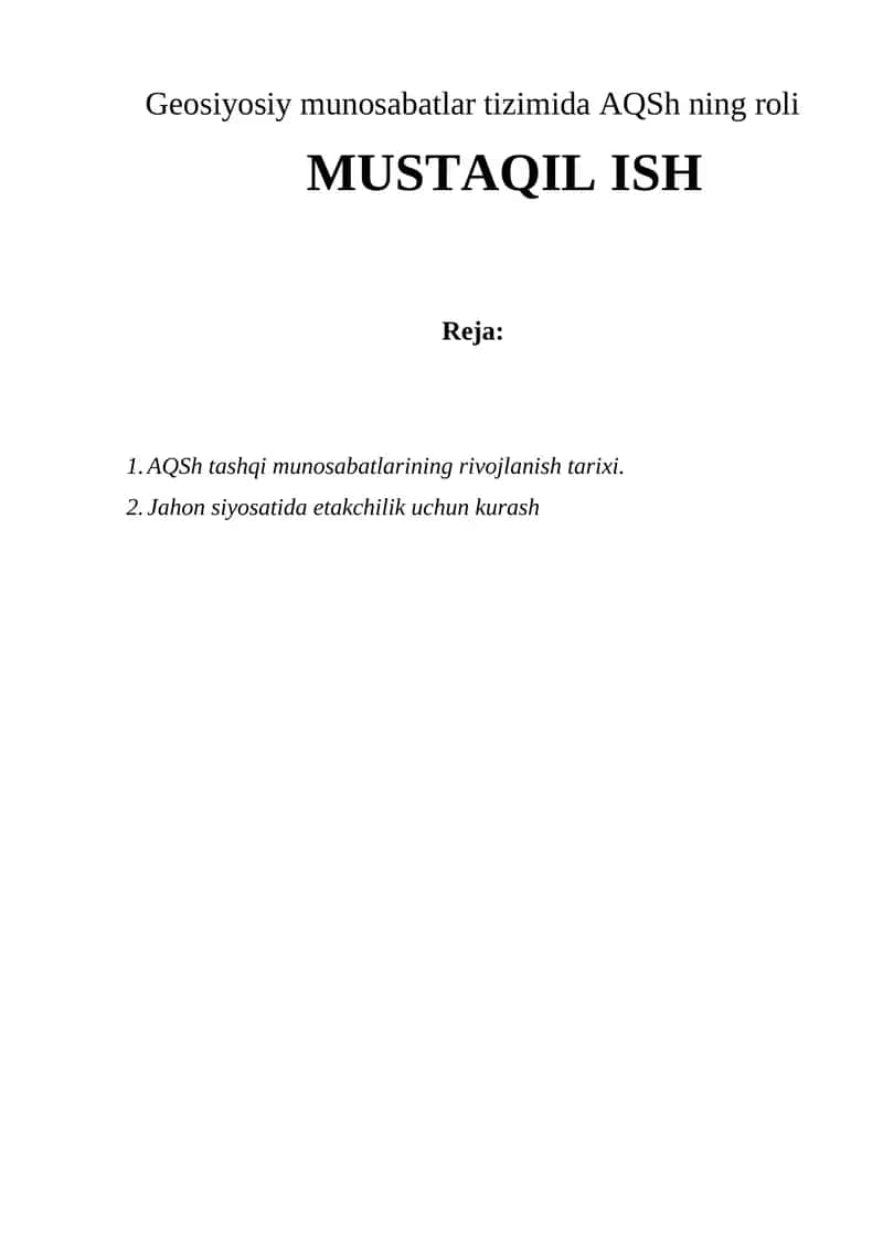 AQSh ning roli 1