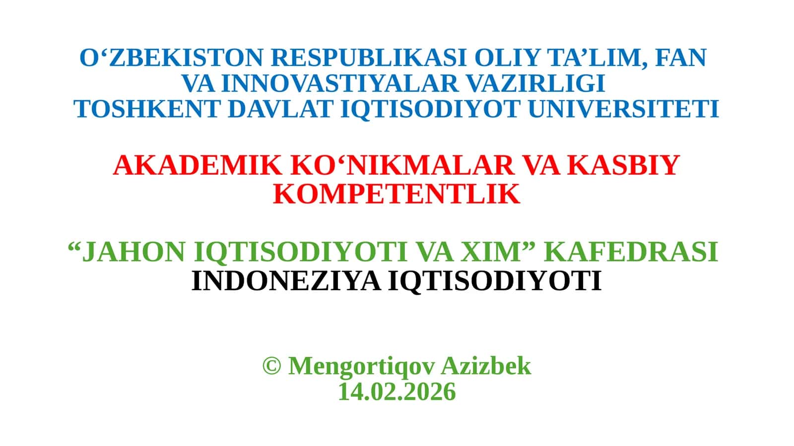 Indoneziya iqtisdoiyoti va emperik tahlili (OLS model) 1