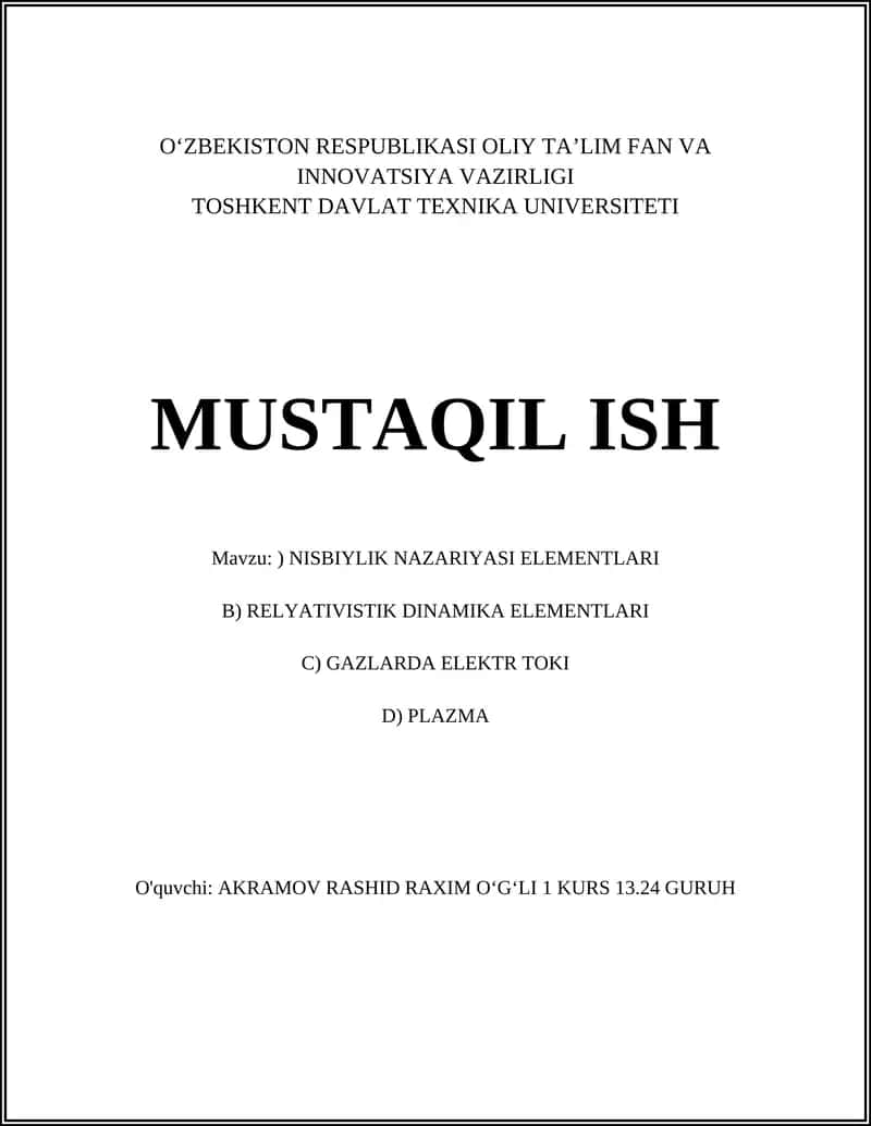 Maxsus nisbiylik nazariyasi 1