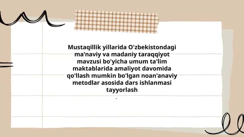 Ma'naviy va madaniy taraqqiyot mavzusi 1