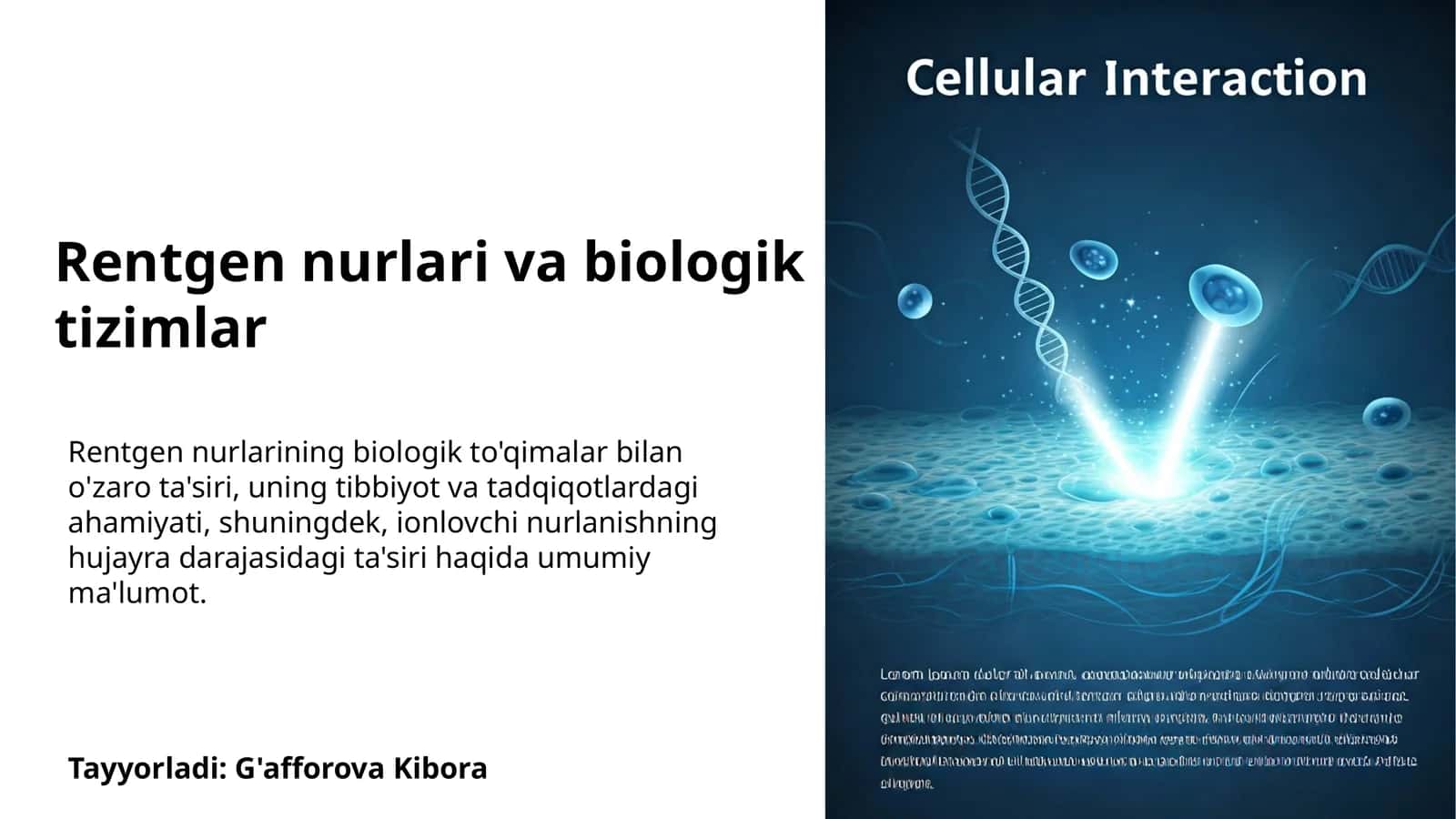 Rentgen nurlari va biologik tizimlar 1