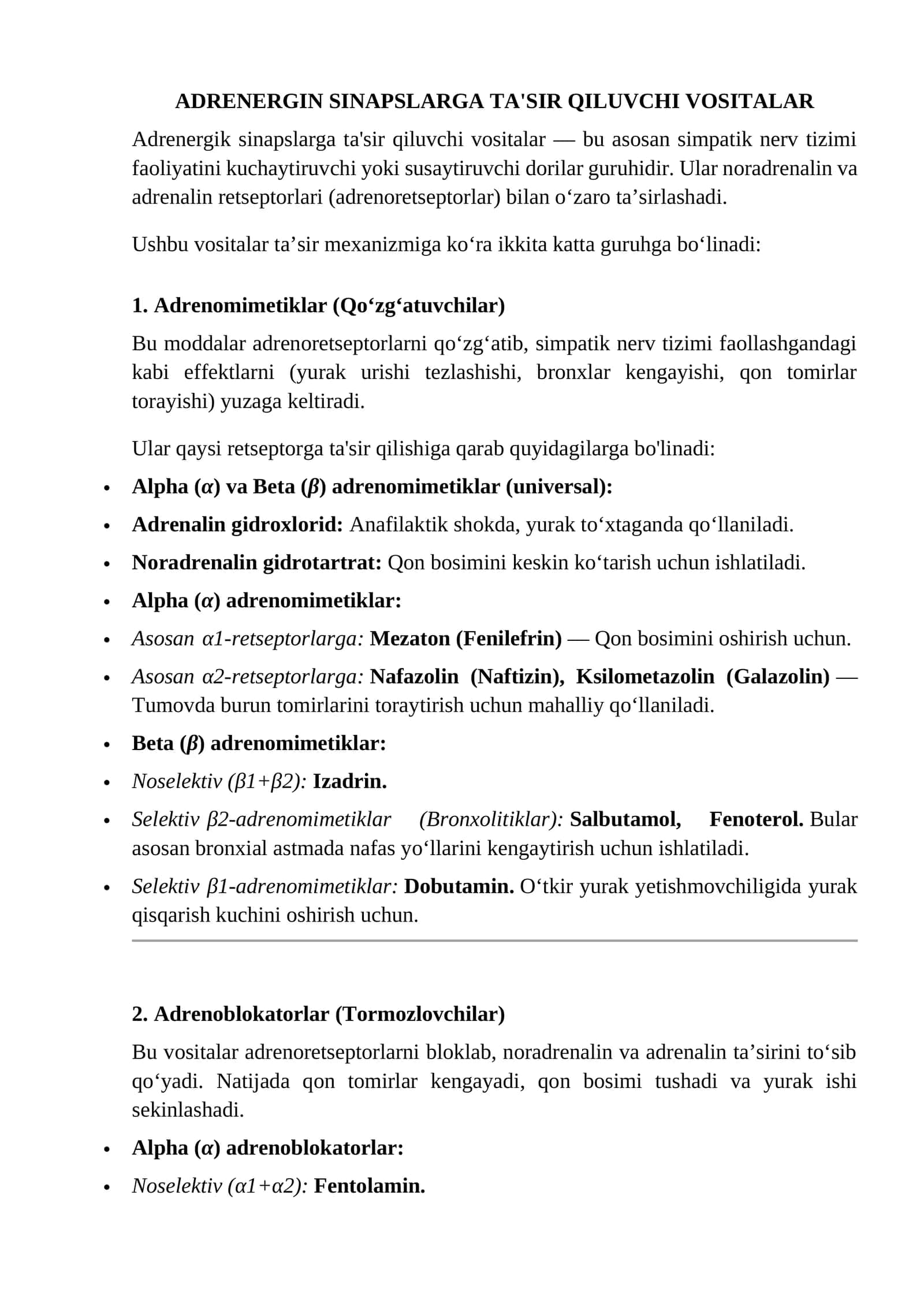 Adrengin sinapslarg ta'sir qiluvchi vositalar 1